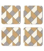 Whats Your Kick Pattern Design Cardboard 3D Design Printed Set of 4 Coaster With Metal Stand