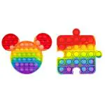 KARTUNBOX Fidget Mickey & Puzzle Toys, Big Push Pop Its Bubble Fidget Sensory Toy, Autism Special Needs Silicone Stress Relief Toys, Sensory Toys Novelty Gifts for Kids (Multicolor)