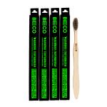 Beco Brown Bamboo Charcoal Activated Eco-Friendly Toothbrush with Soft Bristles (Pack of 4)