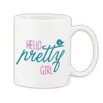 Mug Morning Hello Preety Mug Hello Pretty Girl Coffee Ceramic Mug 325ml (White)