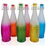 pb PapyrusBolsys Fusion Crack Glass Bottles, 1 ltr, Set of 6, Multicolor