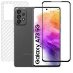 Hobbytronics Samsung A73 5G Black Scratch Resistant, Anti Fingerprint with Bubble Proof, Tempered Glass and Back Screen Protector (18 x 10 x 1.5 cm) pack of 2