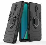 MONKISH OnePlus 8 Pro Black Plastic Shockproof Armor Kickstand with Ring Holder Case Cover|Mobile Cover|Mobile case|Flip cover