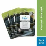 Kara Charcoal Face Mask, Cleansing & Purifying, Paraben & Alcohol-Free, Dermatologically Tested, 1 pc (Pack of 3)