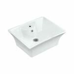 JAQUAR FONTE Series Table Top WASH BASIN (White) With Faucet Hole | 500x415x200mm, Rectangle | Ceramic Basin/Sink for Bathroom, Living Room | Table/Counter Top | FNS-WHT-40931