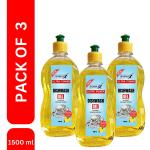 BUBBLEX Dishwash Liquid Gel Lemon, With Lemon Fragrance, Leaves No Residue, Grease Cleaner For All Utensils, 500 ml Bottle (Pack Of 3)