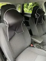 MRRON PROTECH Series Memory Foam Neck/Headrest Rest & Shoulder Support for Car or Office Chair- Neck Pillow Kit Designed Ergonomically for Extra Neck Support (Black, 1)