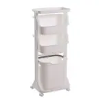 Homestrap Laundry Magic Mover /2 Layer Laundry Basket With Wheels/Storage Basket/Household kitchen Shelf (White)