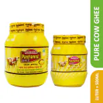 Panchamrut Dairy Pure Desi Cow Ghee With Rich Aroma - 1 Liter and 500ML Jar