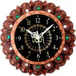 Shrijay Analog 27 cm X 27 cm Wall Clock (Brown, Black, With Glass, Standard)