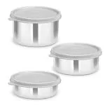 Milton Stainless Steel Lunch Container Leak Proof Tiffin Daba for Office, 200 ML, 320 ML, 500 ML, Set of 3, Grey