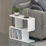 Roble Engineered Wood Side Table/Bedside Table/Sofa Side Table/End Table/Corner Table for Living Room Bedroom Office (Matte Finish) (White) (D.I.Y)