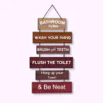 EXPLEASIA Decorative Wall Hanging Wooden Art Decoration Item for Home | Office | Living Room | Bedroom | Decoration Items |Home Decor| Gift Items (Bathroom Rules)