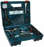 Bosch GSB 600 RE 13mm 600 Watt Corded Smart Drill Kit (Now with 1 Year Warranty) - 98 Accessories