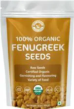 USDA Certified Organic Fenugreek Seed- 454gm (16 Oz) (TRIGONELLA FOENUM) 100% Sortex Clean and Natural (1 lb) - Resealable Zip Lock Pouch