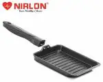 Nirlon Non Stick Aluminium Square Small Grill Pan Gas Stove Compatible Only 14 cm