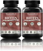 Naturewell Biotin Maximum Strength For Hair Skin And Nails-10000 Mcg Pro, 60 Capsules Each (Pack Of 2)
