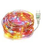 LTETTES Multicolor Corded Electric USB Copper Wire LED Fairy String Lights 10 m and 100 Lights