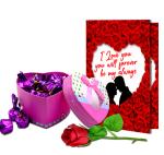 Midiron Chocolate Gifts for Couple|Valentine's Day Gift for Wife/Girlfriend|Unique Love Combo Gift|Romantic Rose Day, Purpose Day, Hug & Kiss day Gift-Handmade Chocolates, Artificial Rose & Love Card