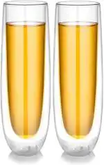 Ramkuwar 150ml Double Walled Thermo Glasses Cup for Drinking Wine, Water, Juice, Vodka, Beer, Champagne Cocktails Mug (Set Of 2)