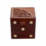 Shriji Crafts Arts Handmade Indian Dice Game Set with Decorative Storage Box - Includes 5 Wooden Dice - Unique Gifts for Adults
