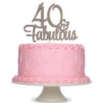 Festiko Rose Gold Glittery 40 Fabulous Birthday Cake Topper 40th Birthday Party Decorations, 40 Birthday Cake Decorations Supplies