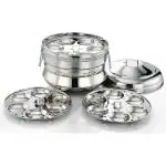 Blu Bel Stainless Steel Idly Panai/Steamer/Maker with 3 Idly Plates Steams 18 Idlies Induction & Standard Idli Maker (3 Plates , 18 Idlis )