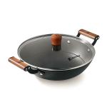 Bergner Odin 28 cm Cast Iron Kadai/Kadhai with Glass Lid, 3.3 L Capacity, For Deep-Fry/Stir-Fry/Curry/Roast/Grill/Serving, Lightweight and Rust Proof Iron, Enamel Finish, Induction Bottom and Gas Stove Ready