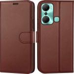 Frazil Leather Magnetic Vintage Flip Wallet Case Cover for Infinix Hot 12 Pro (Brown)