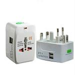 Hi-Plasst 100-240V Universal Travel Adapter With Built In Dual Usb Charger Ports With Spike Protected Electrical Plug