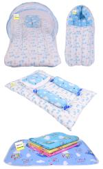 Kwitchy Combo of Baby Bedding | Bed with Net | Carry Bag | 4 Waterproof Sheets 4 Pcs Bedding Set (0-6 Months)
