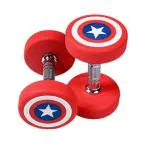 ASG Rubber Captain America Style bounce 7.5 kg Dumbbells for Gym and Professional Use, Red - Pack of 2