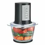 Inalsa Multi Chop Chopper with 1L Glass Bowl and 100% Pure Copper 500Watt Motor (Black/Silver)