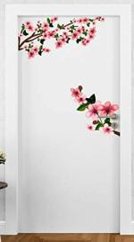 Divinedesigns Multicolor Vinyl Flowers Corner Floral Door Sticker