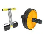 ShopiMoz Double Tummy Trimmer & Double Wheel AB Roller Combo for Abs Core Workout