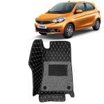 Kingsway 7D Car Floor Foot Tray Mats for Tata Tiago, 2020 Onwards Model, 100% Waterproof Washable, Black, Made with Top-Notch PVC Material, Complete Set of 3 Piece