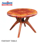 Swagath furniture 4 Seater Fantasy Plastic Cross leg Dining Table for Home, Garden, Cafeteria (Finish Color-Teak Wood, DIY(Do-It-Yourself))