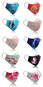 MEELANA Multicolor Cotton Small Boys and Girls 3 Layer Digital Cartoon Printed and 3D Cloth Face Masks (7 x 7 x 10 Centimeters) (pack of 5)