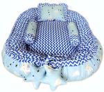 Babysparsh Cotton Baby Bed Sized Bedding Set (Sky And Blue)