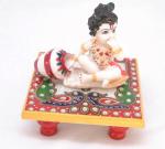 Rajasthan Crafts & Cultures Multicolor Marble Chowki Krishna