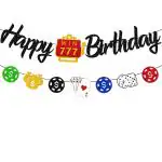 Festiko Casino Birthday Banner Pocker Game Chips Palyer Las Vegas Theme For Man Women Happy Birthday Sign Party Supplies Glitter Decorations