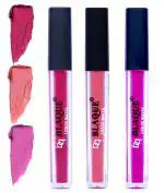 bq BLAQUE Matte Liquid Lipstick Combo of 3 Lip Color # 105-107-117 (Dark & Bold Pink, Coral Peach, Swiss Light Magenta, 12 ml)