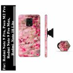 BUDDHU Red Pink Flower Printed Hard Back Cover Case with Mobile Holder, Pop holder, Pop socket for Mi Redmi Note 9 Pro, Xiaomi Poco M2 Pro, Mi Redmi Note 9 Pro Max, Mi Redmi Note 10 Lite