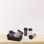 Cutting EDGE Twister Airtight Plastic Mini Jars with Basket (225ml, Set of 6), Diamond Checkers Container for Spices, Dry Fruits, Cereals, Snacks, Stackable, BPA Free (Small, Transparent)