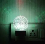 DIONA White Peacock 3D Illusion Changing Home Decor Light Return Gift LED Night Lamp 10 cm