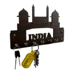 PHONEDDA Lal Killa India Wood Key Holder (7 Hooks, Brown)