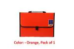 SAGA Plastic Expanding File Organizer | Waterproof File Folder Briefcase with 12 Pockets, Durable Buckle, Portable Handle, A4/FC Letter Size for Travel, Home, Office ,School (Orange) - Set of 1