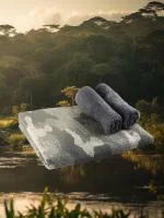 REGENCY EXPORTS PVT.LTD Savannah Towels 100% Cotton 525 GSM Set of 3 Fauna Grey