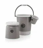 Regalo Jumbo Bathroom Set Combo - 3 Pcs. (25Ltr Bucket, Big Stool, 1.5Ltr Mug) Plastic Bucket (Grey)