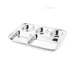 Chefkit Stainless Steel Rectangular 5 in 1 Compartment Plate Lunch/Dinner/Bhojan/Thali Plates